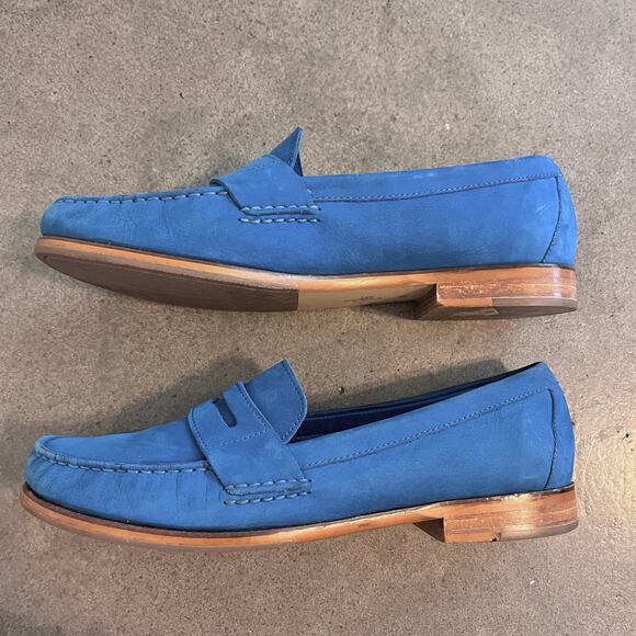 Cole Haan blue leather penny loafer women shoes 8.5 work flats casual narrow fit - Picture 5 of 9